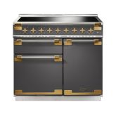 Rangemaster ELS100EISL/AB Elise Luxe 100 Induction Range Cooker - Slate with Antique Brass Trim