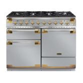 Rangemaster ELS110DFFSS/AB Elise Luxe 110 Dual Fuel Range Cooker - Stainless with Antique Brass Trim