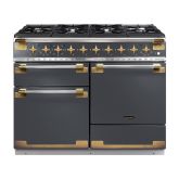 Rangemaster ELS110DFSL/AB Elise Luxe 110 Dual Fuel Range Cooker -  Slate with Antique Brass Trim
