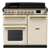 Rangemaster ESDL100EIPPCR/AB1Estel Deluxe 100 Induction Range Cooker- Pale Cream with Antique Brass