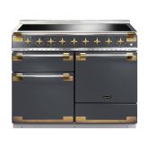 Rangemaster ELS110EISL/AB Elise Luxe 110 Induction Range Cooker - Slate with Antique Brass Trim