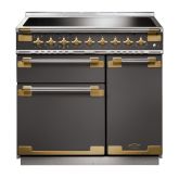 Rangemaster ELS90EISL/AB Elise Luxe 90 Induction Range Cooker -  Slate with Antique Brass Trim
