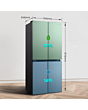Fridgemaster MQ79395ES 4-Door American Fridge Freezer, Silver, 79.4Cm Wide, Frost Free Freezer