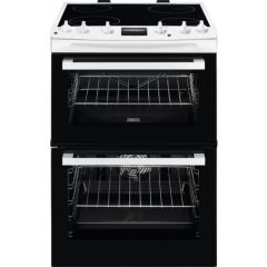 Zanussi ZCV66078WA 60Cm Electric Double Oven With Ceramic Hob - White