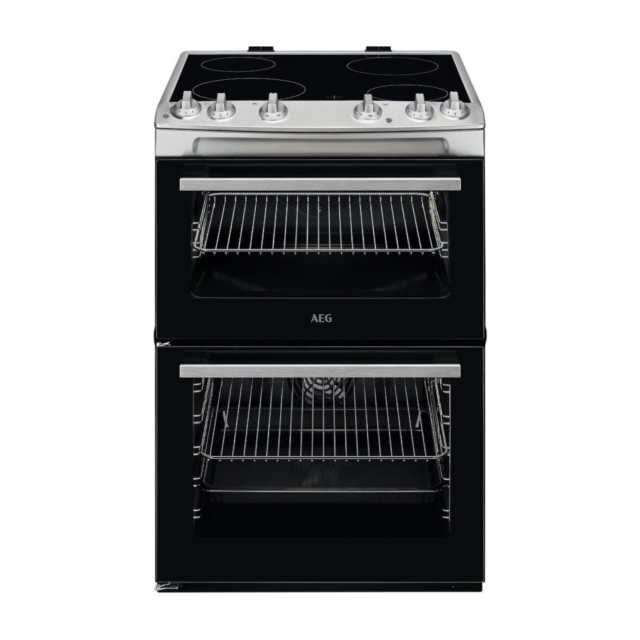 Aeg CCX6501ACM 60Cm Freestanding Cooker, Ceramic 4 Zone, Stainless Steel & Black