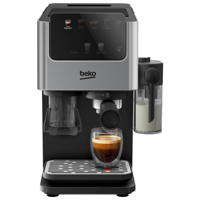 Beko CED7524X Espresso Machine With Integrated Grinder And Milk Cup - Silver