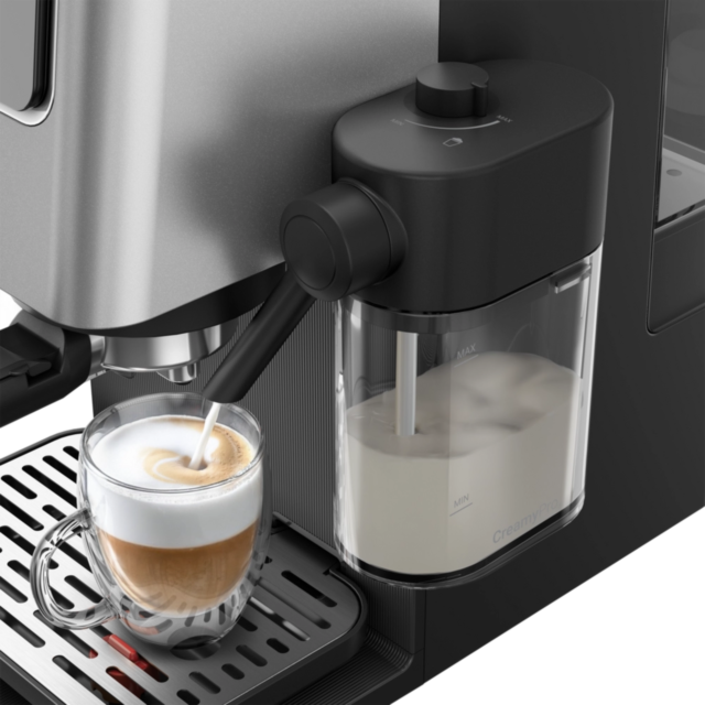 Beko CED7524X Espresso Machine With Integrated Grinder And Milk Cup - Silver