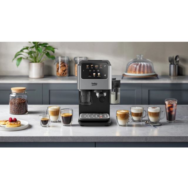 Beko CED7524X Espresso Machine With Integrated Grinder And Milk Cup - Silver