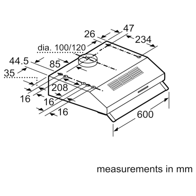 Bosch DUL63CC50B Built-in Cooker Hood, 60cm, Brushed steel, 3 speed, LED lights