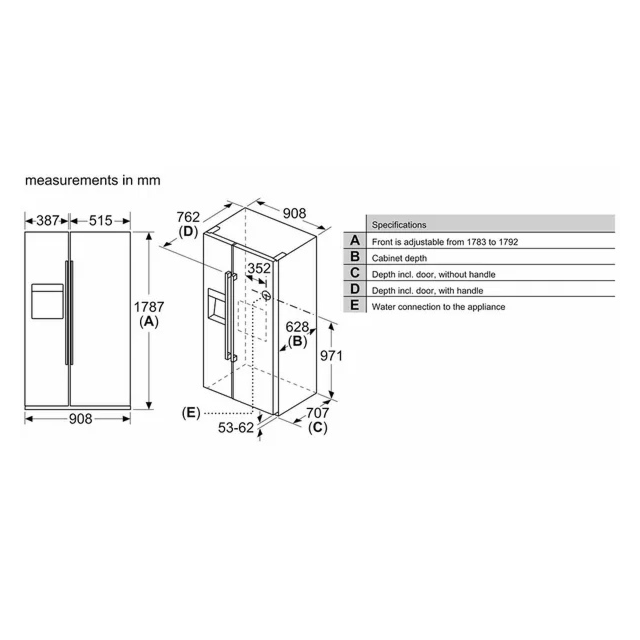 Bosch KAD93ABEP 70/30 No Frost American Fridge-Freezer