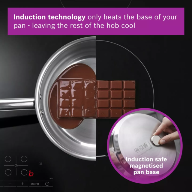 Bosch PIE61ABB5E 60Cm Induction Hob, Matt Black, Power Boost Fast Heating