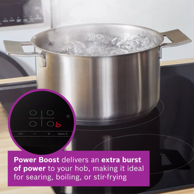 Bosch PIE61ABB5E 60Cm Induction Hob, Matt Black, Power Boost Fast Heating