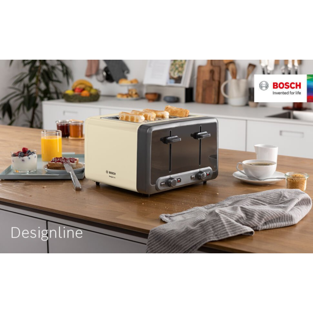 Bosch TAT4P447GB 4 Slot Toaster - Cream