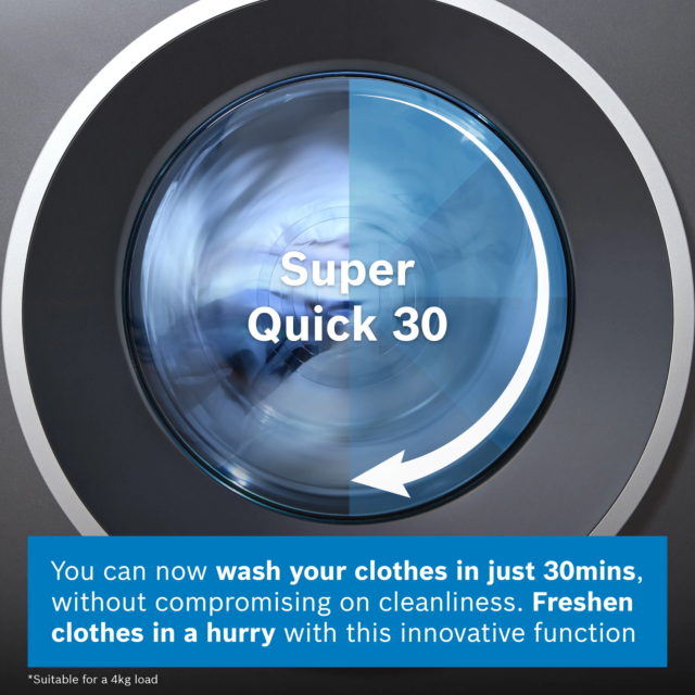 Bosch WGH254ARGB Washing Machine, Graphite, 10Kg, 1400Rpm, I-Dos Detergent,