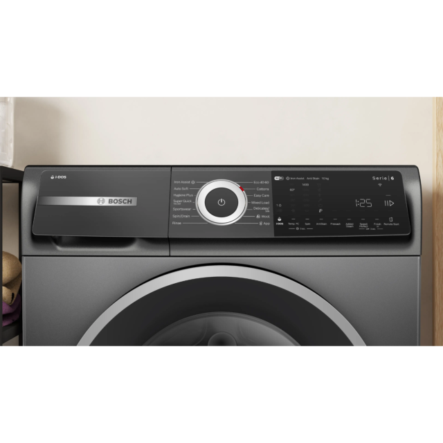Bosch WGH254ARGB Washing Machine, Graphite, 10Kg, 1400Rpm, I-Dos Detergent,