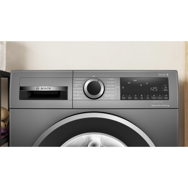Bosch WNG254R1GB Washer Dryer - Series 6 - 10.5kg Washer - 6kg Dryer - 1400rpm - Graphite