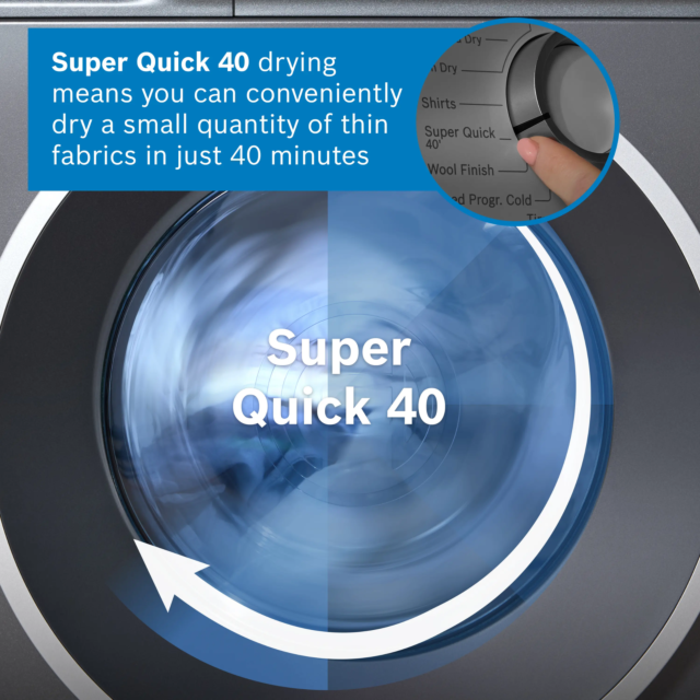 Bosch WQH246DRGB Tumble Dryer - Series 6 - Heat Pump Condensor - 9kg - Graphite