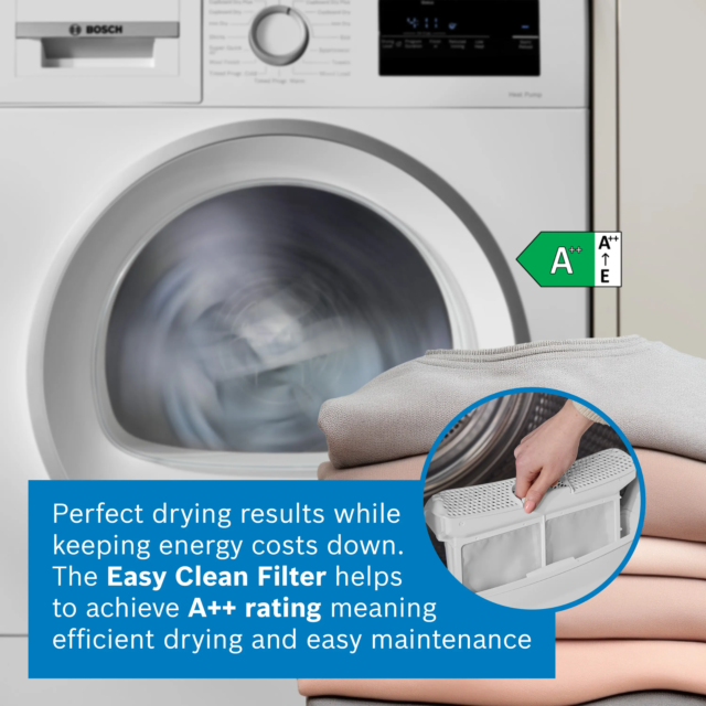 Bosch WTH85226GB Tumble Dryer - Heat Pump Condenser - 8kg - White