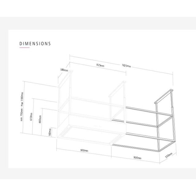 Caple TEL900/SHELF 900mm Shelf For Tela Island Hood - Black Glass