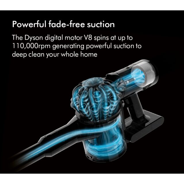 Dyson V8ABS-2023 Cordless Stick Vacuum Cleaner - 40 Minutes Run Time - Silver/Yellow