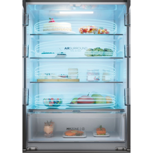 Haier HFR3718ENMD 4 Door Fridge Freezer, 70Cm, Dark Inox, Frost Free