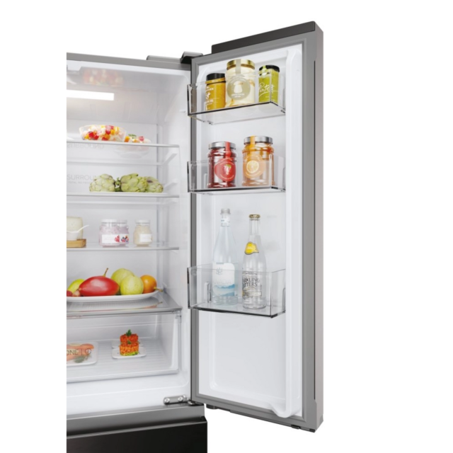 Haier HFR3718ENMD 4 Door Fridge Freezer, 70Cm, Dark Inox, Frost Free