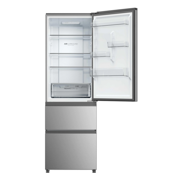 Haier HTR3618DNMM 3 Door Fridge Freezer, 60Cm Wide, Stainless Steel, Frost Free