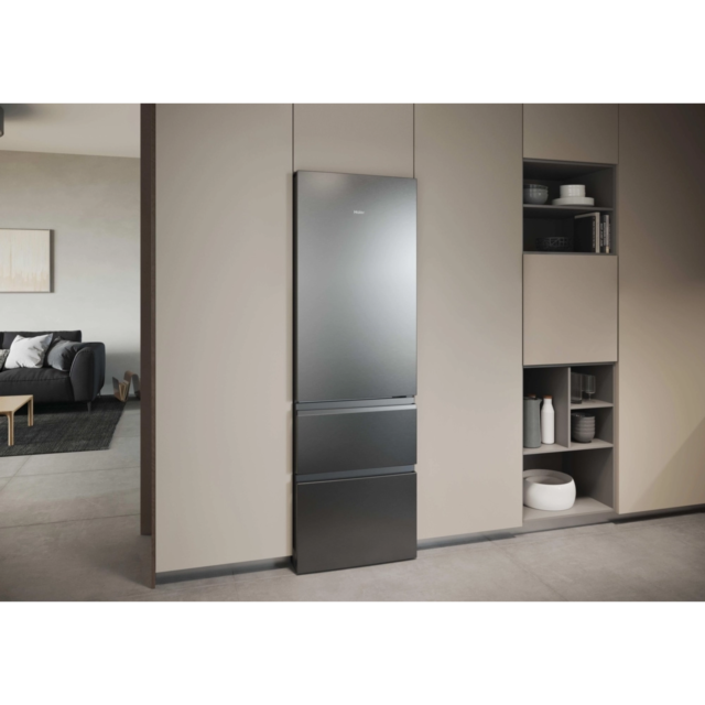 Haier HTR3618DNMM 3 Door Fridge Freezer, 60Cm Wide, Stainless Steel, Frost Free