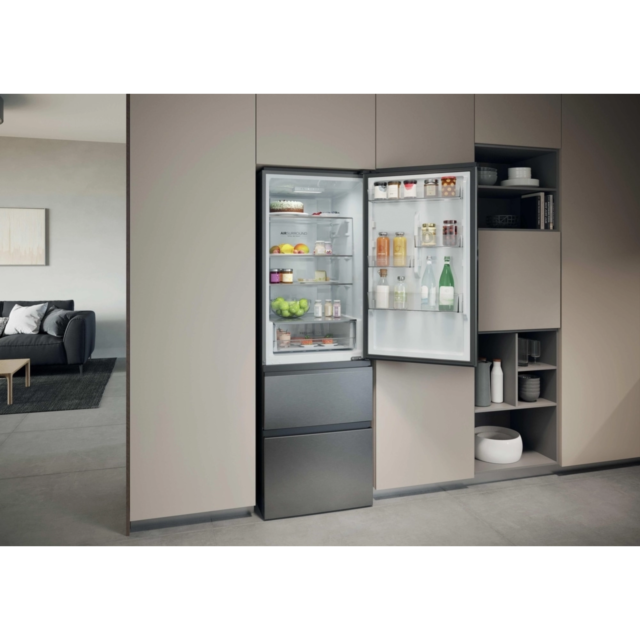 Haier HTR3618DNMM 3 Door Fridge Freezer, 60Cm Wide, Stainless Steel, Frost Free
