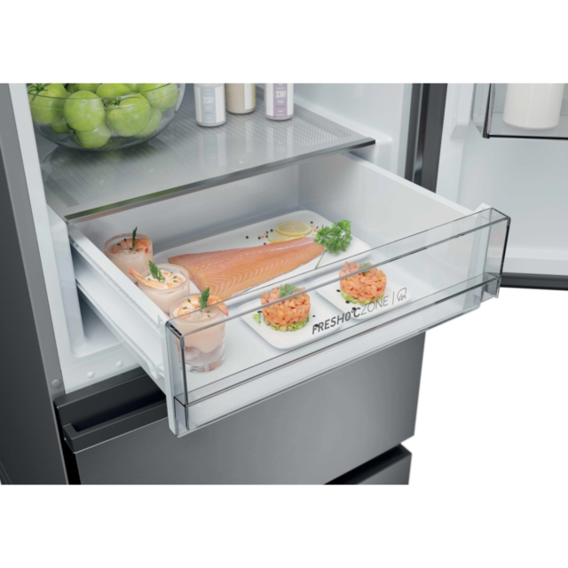 Haier HTR3618DNMM 3 Door Fridge Freezer, 60Cm Wide, Stainless Steel, Frost Free