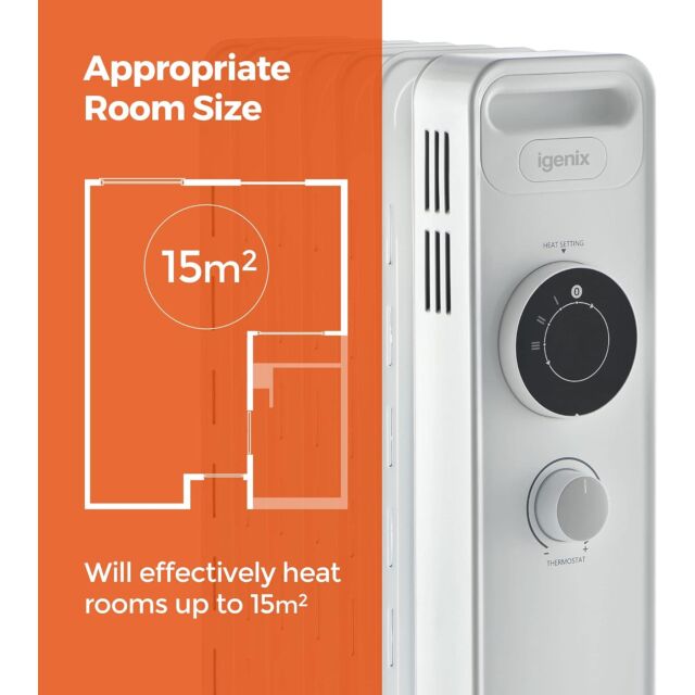 Igenix IG2615 Oil Filled Heater 1.5Kw - White