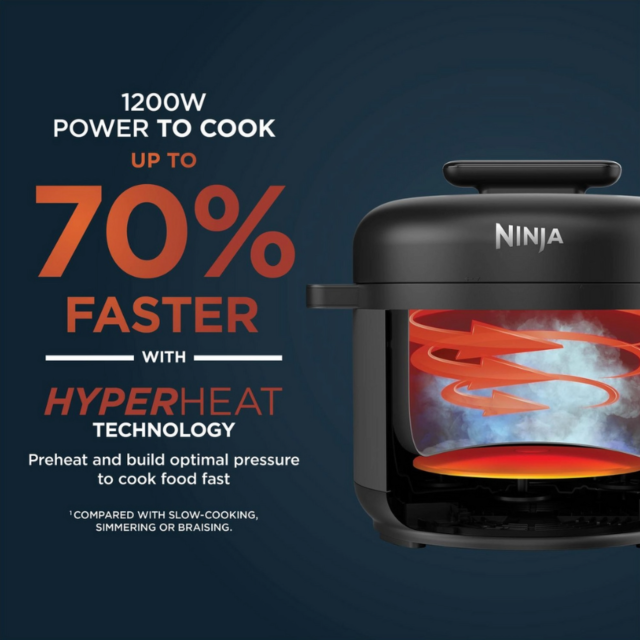 Ninja PC201UK HyperHeat 9-in-1 Pressure + Rice Cooker - Grey/Black
