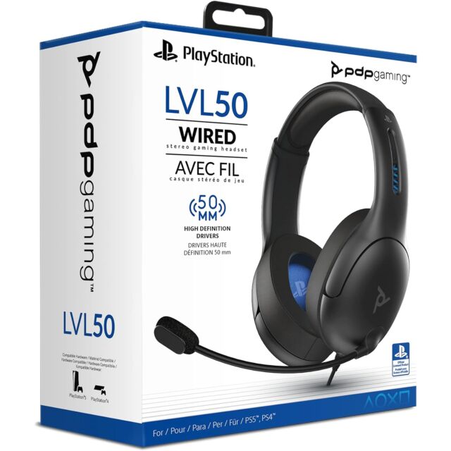 PDP LVL50 Stereo Wired Headset With Mic for PS5, PS4 and PC - black