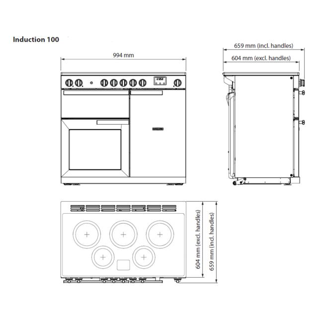 Rangemaster ESDL100EIPPCR/AB1Estel Deluxe 100 Induction Range Cooker- Pale Cream with Antique Brass