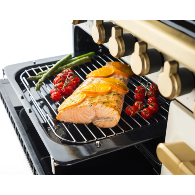 Rangemaster ESDL100EIPPCR/AB1Estel Deluxe 100 Induction Range Cooker- Pale Cream with Antique Brass