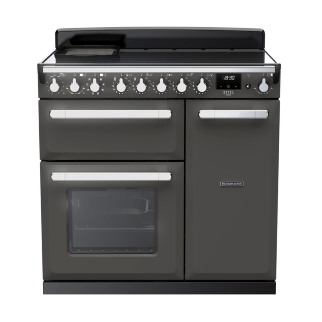 Rangemaster ESDL90EIPSLT/CM1 Estel Deluxe 90 Induction Range cooker - Slate with Chrome Trim
