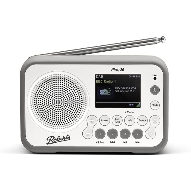 Roberts Radio PLAY20 Radio And Bluetooth Player - White
