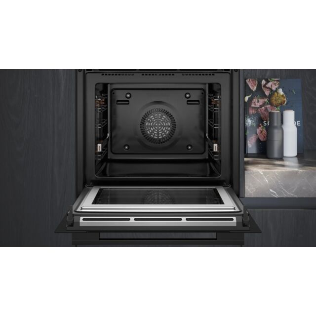 Siemens HM778GMB1B 59.4 cm Built In Electric Single Oven with Microwave Function - Black