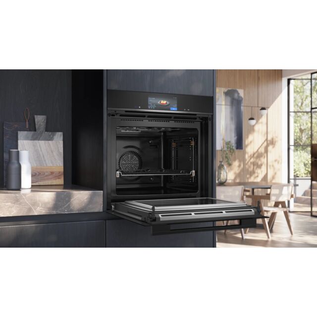 Siemens HM778GMB1B 59.4 cm Built In Electric Single Oven with Microwave Function - Black