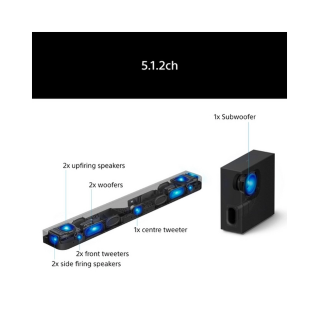 Sony HTA7100KIT.CEK Bravia Theatre Bar 7 + S 5.1.2Ch Dolby Atmos Soundbar With Sasw7 100W Subwoofer