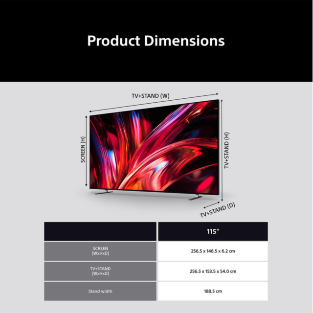 Sony K115XR95M2BUKA Bravia 9.2 TV 4K, 115inch True Rgb Led, Smart Google TV