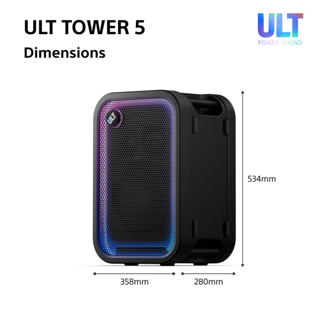 Sony SRSULT500.CEL Wireless ULT Tower 5 Deep Bass Party Speaker with DJ Input - Black
