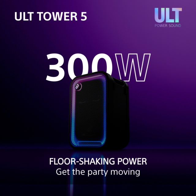 Sony SRSULT500.CEL Wireless ULT Tower 5 Deep Bass Party Speaker with DJ Input - Black