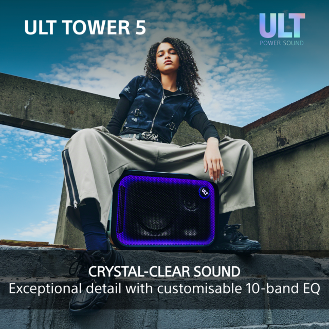 Sony SRSULT500.CEL Wireless ULT Tower 5 Deep Bass Party Speaker with DJ Input - Black