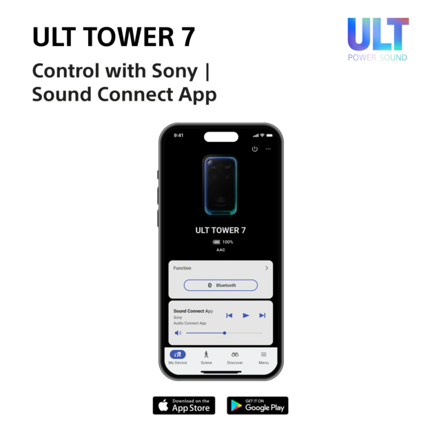 Sony SRSULT700.CEL Wireless ULT Tower 7 Deep Bass Party Speaker with 360 Party sound + DJ Input - Bl
