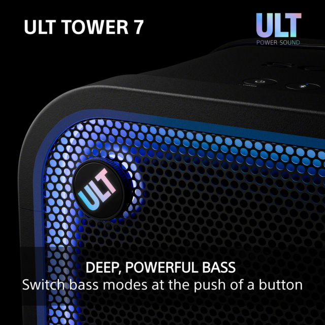 Sony SRSULT700.CEL Wireless ULT Tower 7 Deep Bass Party Speaker with 360 Party sound + DJ Input - Bl