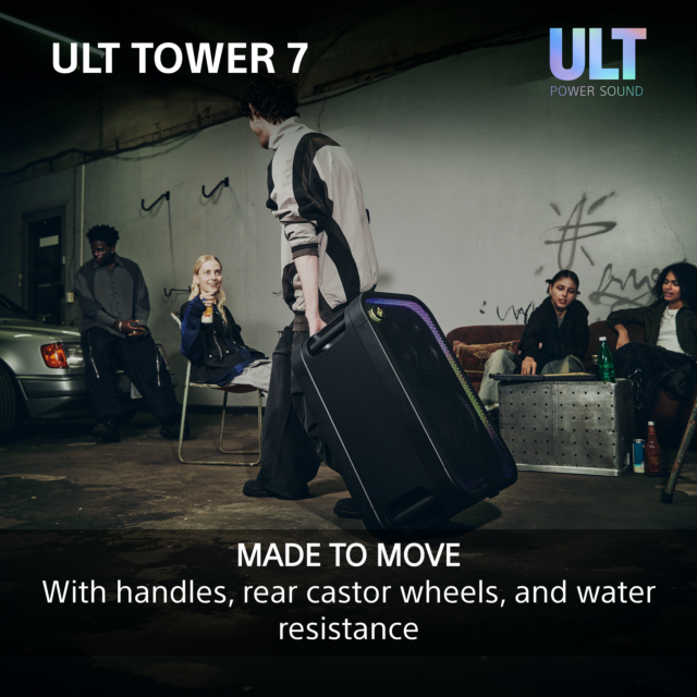 Sony SRSULT700.CEL Wireless ULT Tower 7 Deep Bass Party Speaker with 360 Party sound + DJ Input - Bl