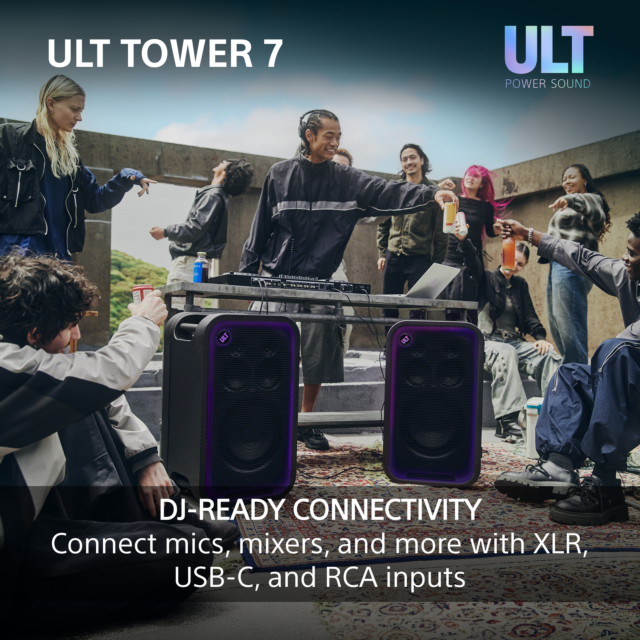 Sony SRSULT700.CEL Wireless ULT Tower 7 Deep Bass Party Speaker with 360 Party sound + DJ Input - Bl