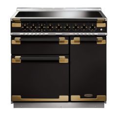 Rangemaster ELS100EIGB/BE Elise Luxe 100 Induction Range Cooker - Gloss Black with Antique Brass Trim