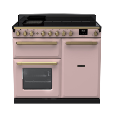 Rangemaster ESDL100EIPPCR/AB1Estel Deluxe 100 Induction Range Cooker- Pink with Antique Brass